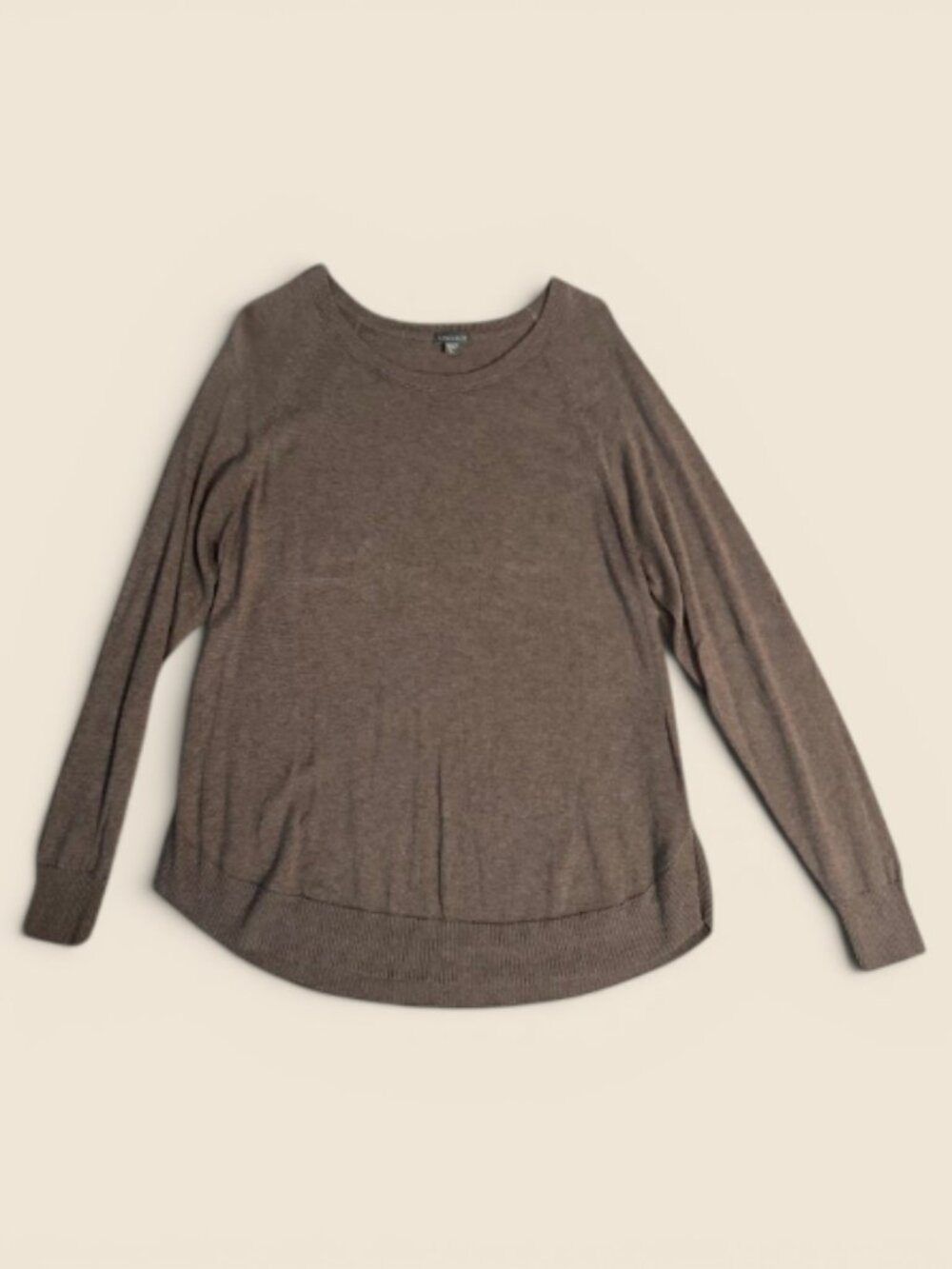 Lilla P Brown Cotton Modal Sweater XL Lightweight Crewneck Knit